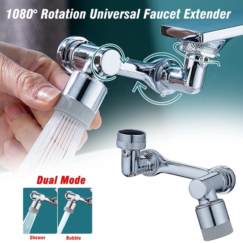 New Universal 1080° Rotation Extender Faucet Aerator Plastic Splash Filter Kitchen Washbasin Faucets Bubbler Nozzle Robotic Arm - Faucet Extenders - AliExpress